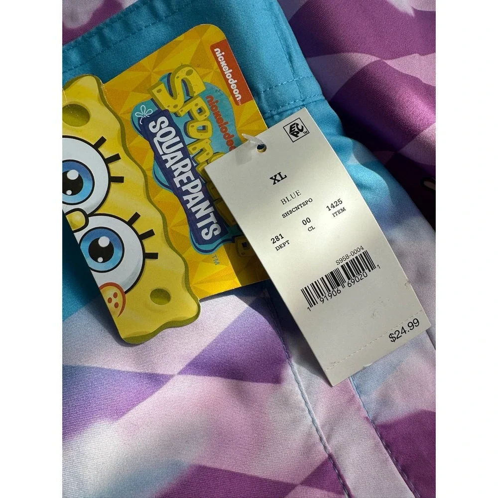 SpongeBob Squarepants Swim Trunks Shorts‎ Size XL Blue Beach Vacation Resort